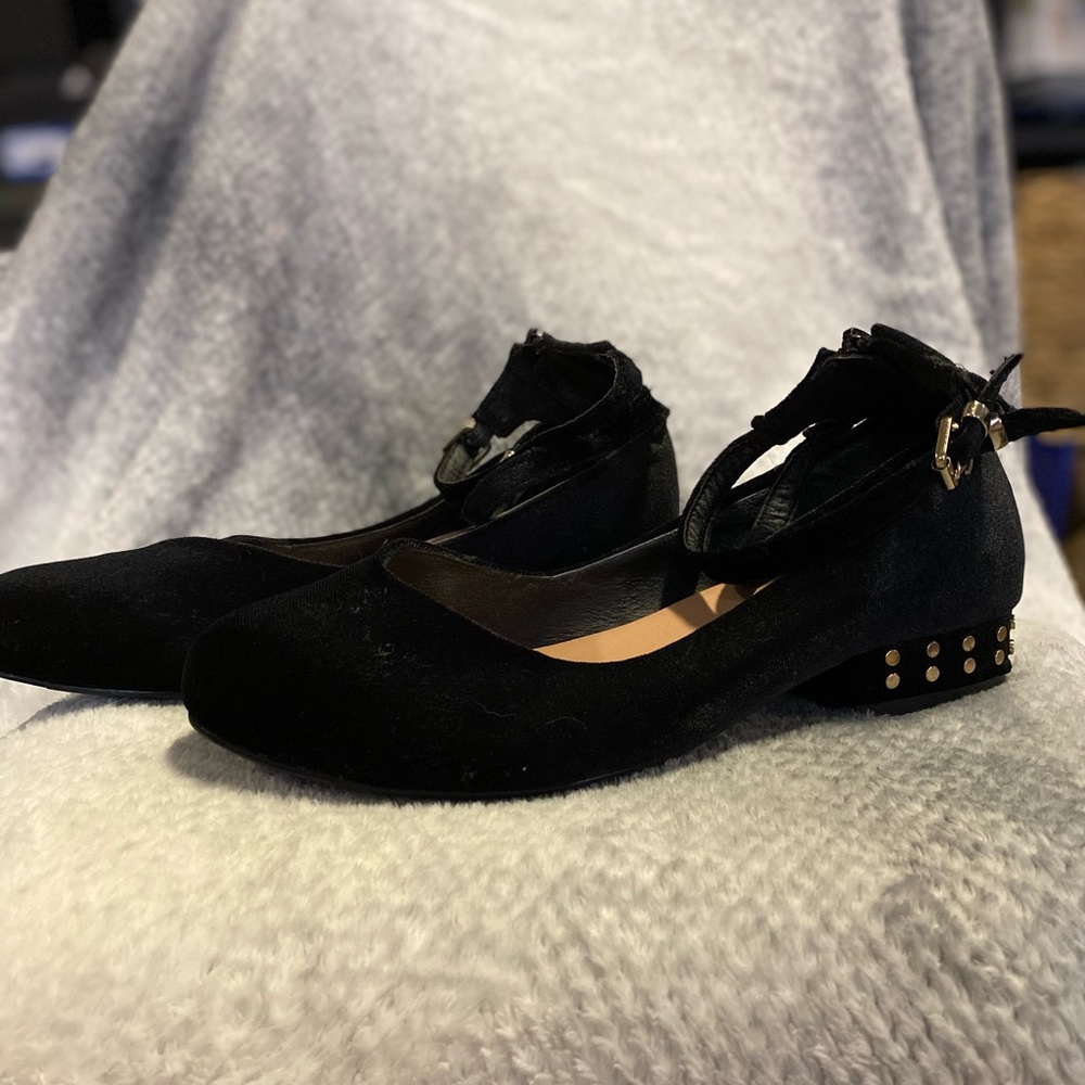 TORRID shoes. Black velvet ankle strap flats